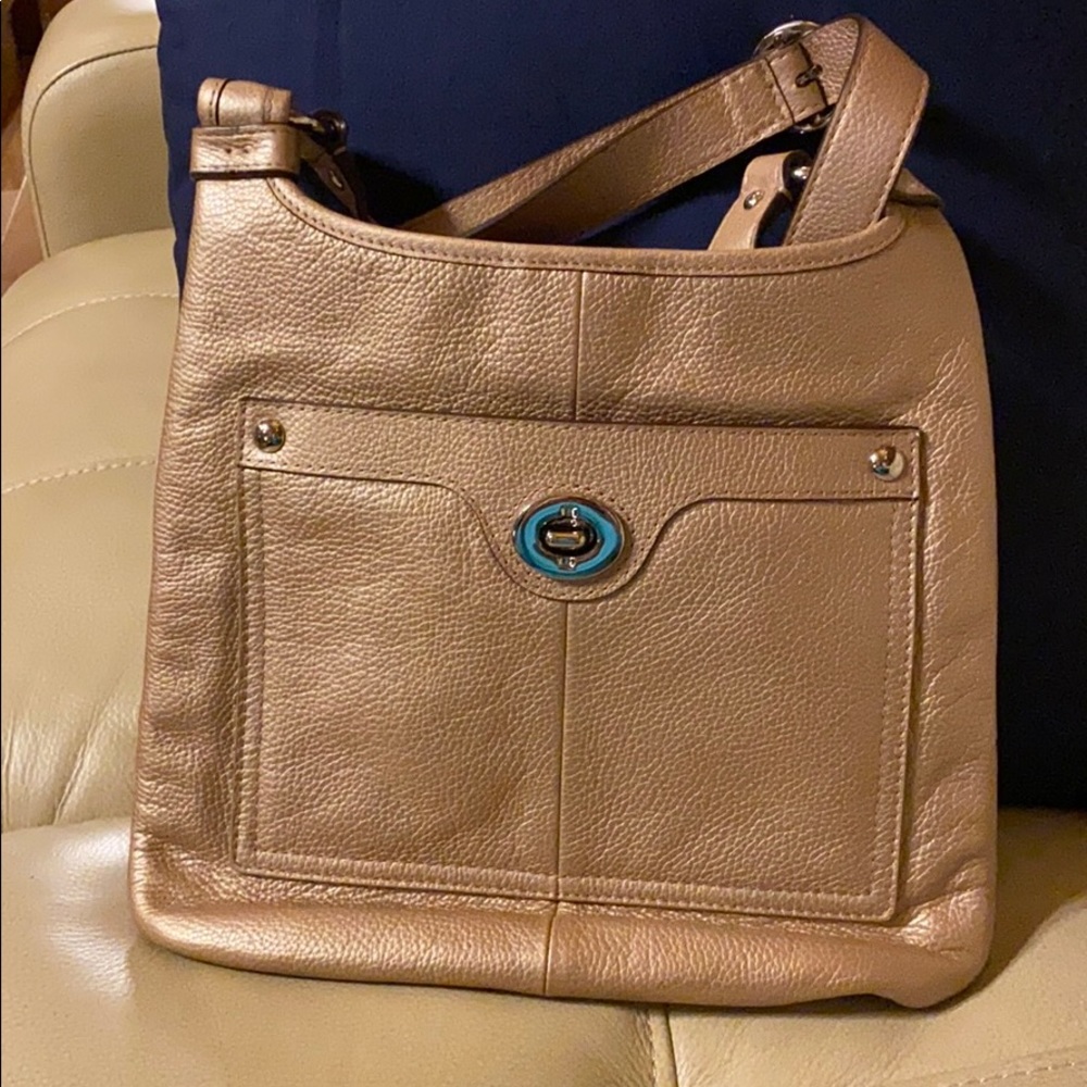 COPY - COACH Metallic Champagne Gold Pebble Leather Bag